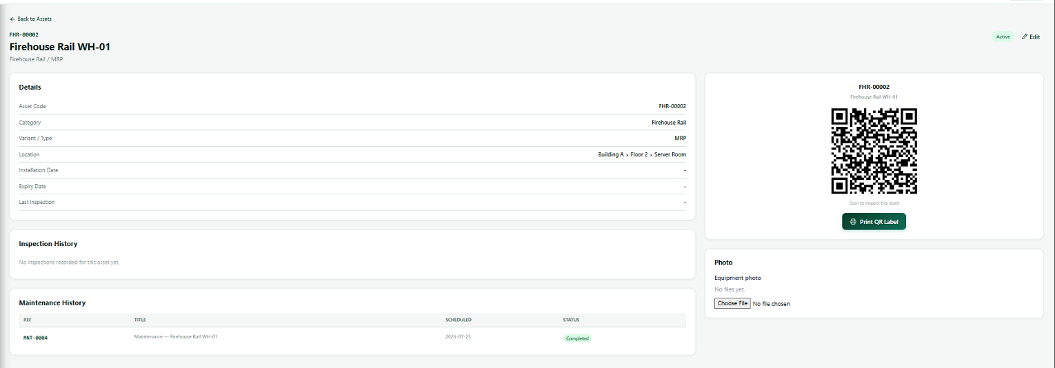 Phone scanning an asset tag and opening the maintenance job