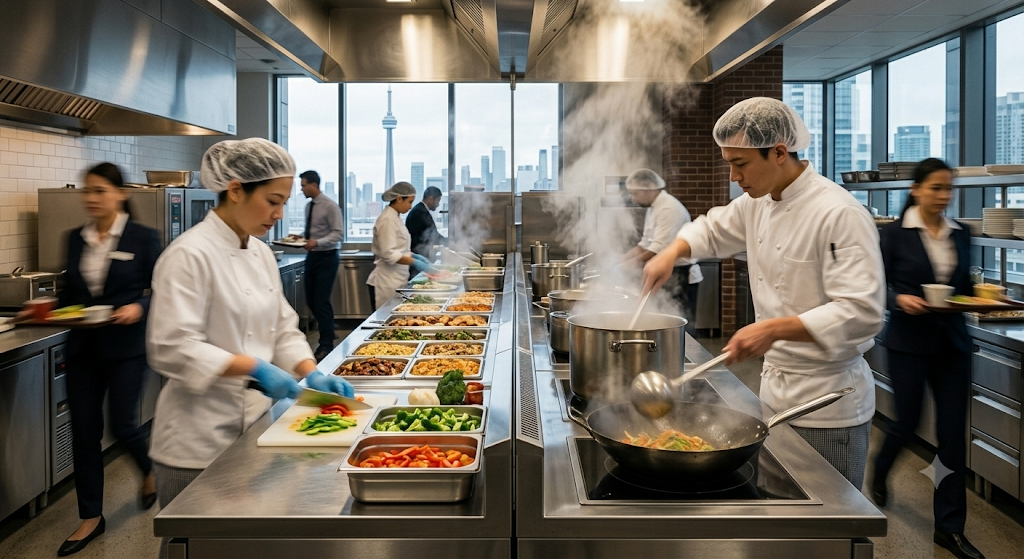 Commercial kitchen or hotel back-of-house