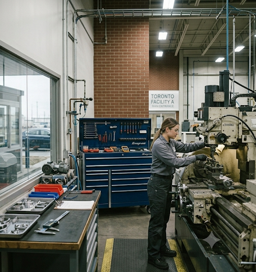 Maintenance workshop or plant room, tools and equipment, ordinary working environment